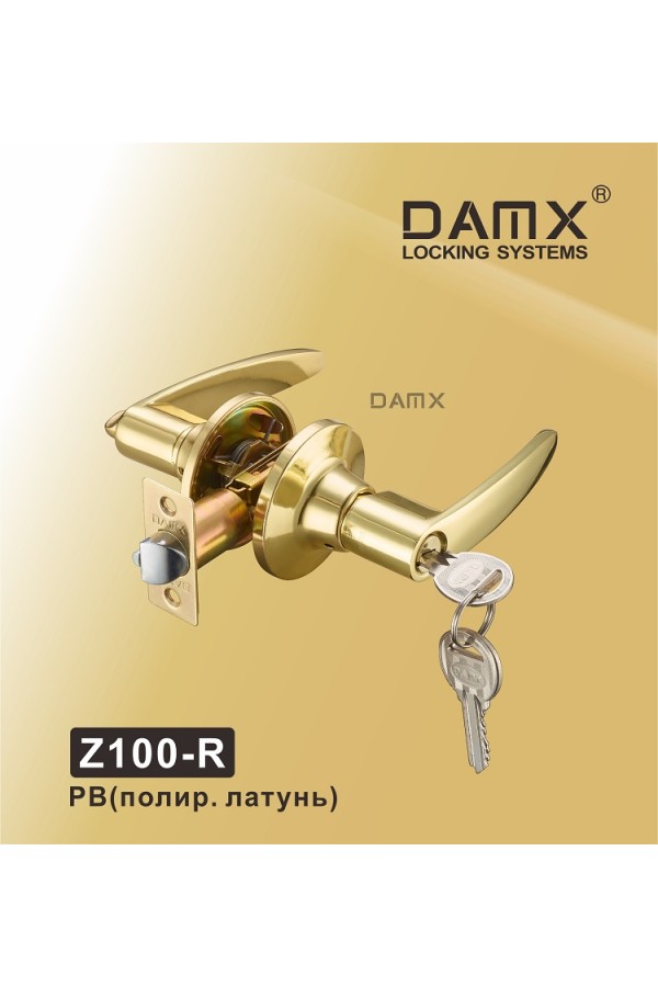 Ручка защелка DAMX Z100-R Blister Полированная латунь (PB)