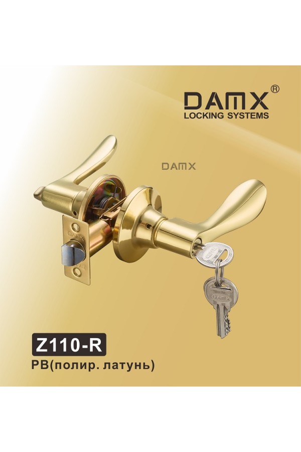 Ручка защелка DAMX Z110-R Blister Полированная латунь (PB)