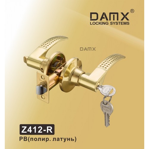 Ручка защелка DAMX Z412-R Blister Полированная латунь (PB)