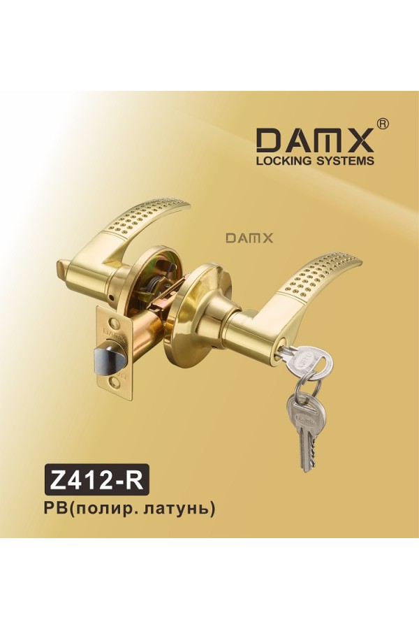 Ручка защелка DAMX Z412-R Blister Полированная латунь (PB)