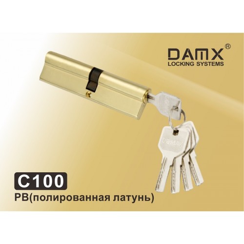 Цилиндровый механизм DAMX<br>Перфорированный ключ-ключ DAMX C100 Полированная латунь (PB)