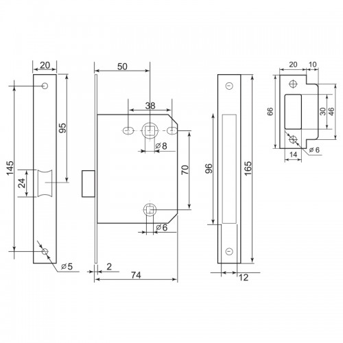 Замок межкомнатный Palladium 170 AB