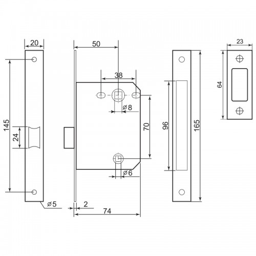 Замок межкомнатный магнитный Palladium 170 M AB