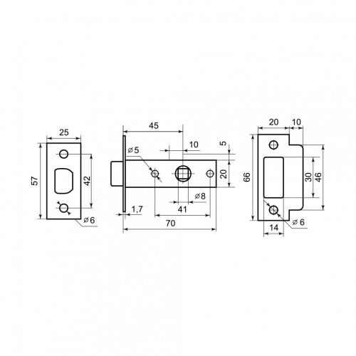 Защелка межкомнатная Palladium 400 CP