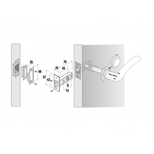 Защелка межкомнатная Palladium 400 CP