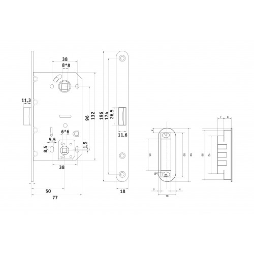 Замок межкомнатный магнитный Palladium 600-M BB