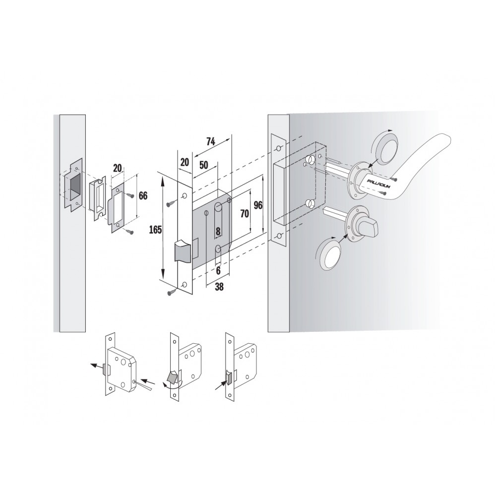 Palladium защелка межкомнатная 170pc