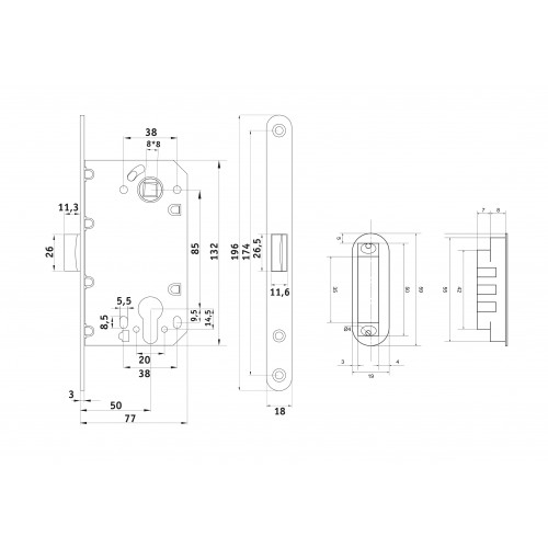 Корпус замка  магнитный Palladium 600-M CP