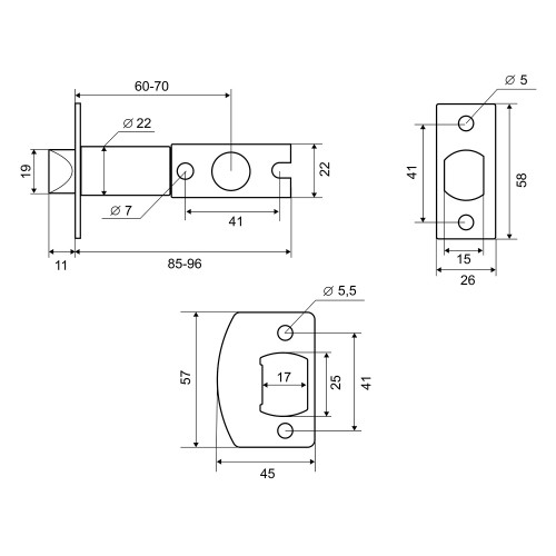 Ручка защелка INKU 576 AB PS