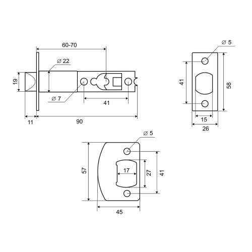 Ручка защелка Yale YB 5111 PS US3 PB