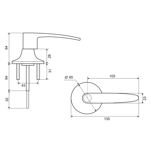 Ручка защелка Фабрика замков 3501E AB BK