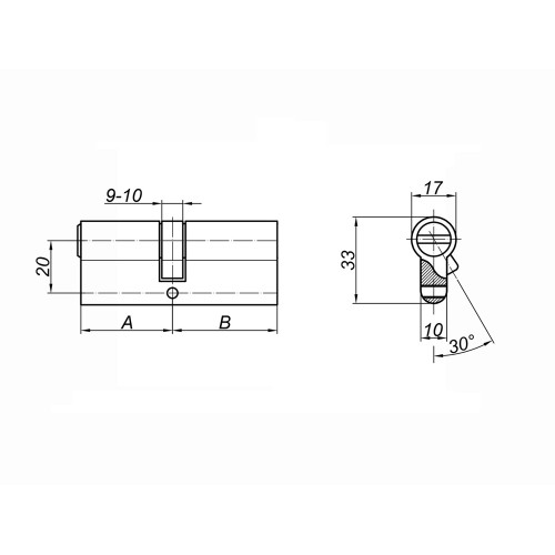 Цилиндровый механизм Palladium ZN 70 (30х40) C ET AB