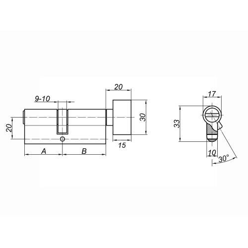 Цилиндровый механизм Palladium ZN 90 (35*55) C BK SN