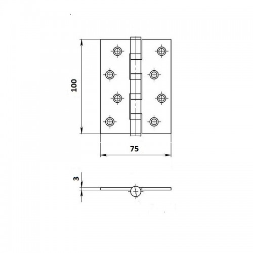 Петля дверная универсальная Palladium N 4BB-100 (3mm) PB