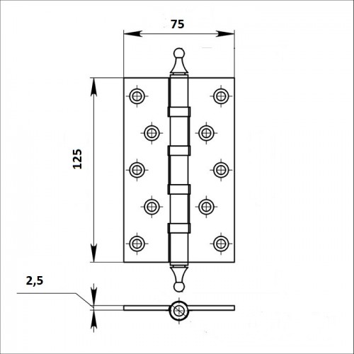 Петля дверная универсальная Palladium N 500 A-S-5