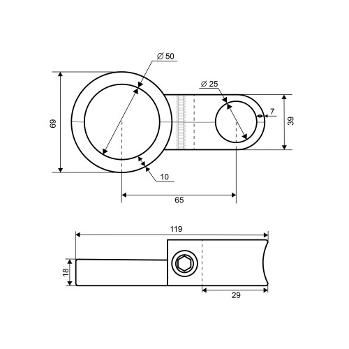 Поворотный крепеж для труб 50/25 мм Palladium JF-36