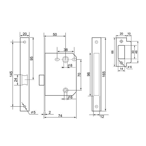 Комплект для двери Фабрика замков FZ SET 05L 170 BK AB