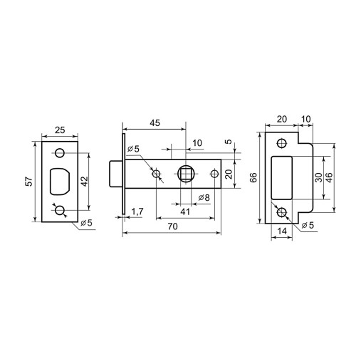 Комплект для двери Фабрика замков FZ SET 01L 100 AB