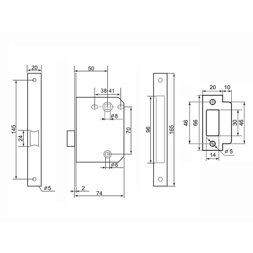 Комплект для двери Фабрика замков FZ SET 21L 170 BK SN