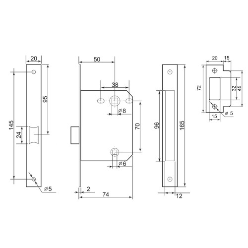 Комплект для двери Фабрика замков FZ SET 11L 170 BK AB