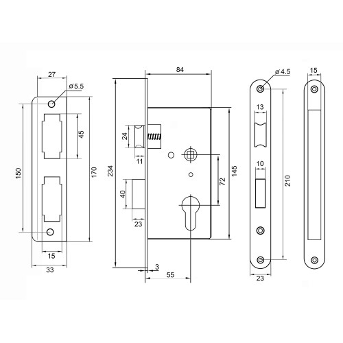 Корпус замка  Palladium 04-6 AB