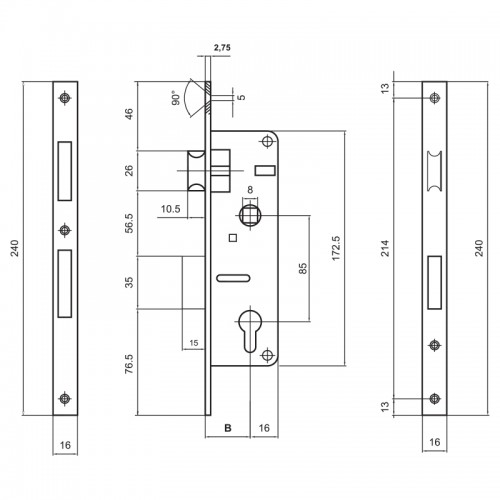 Корпус замка Palladium 0153 P (20 мм) латунь