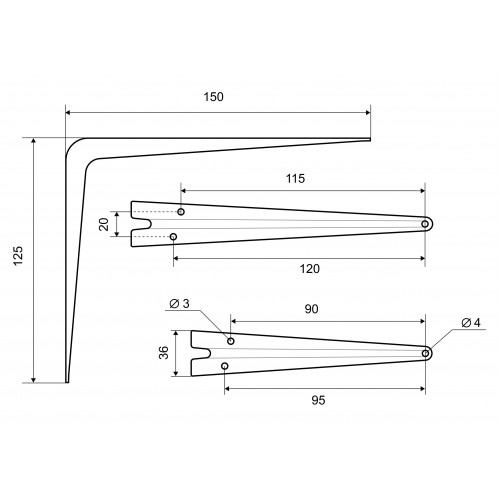 Кронштейн черный Palladium 150х125