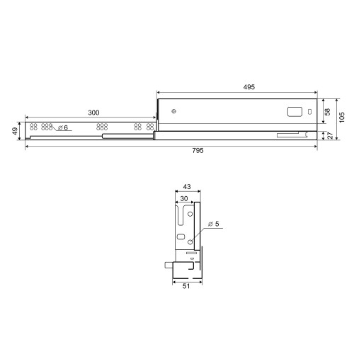 Ящик Samet FLOWBOX H58 PUSH OPEN с доводчиком, 500 Антрацит