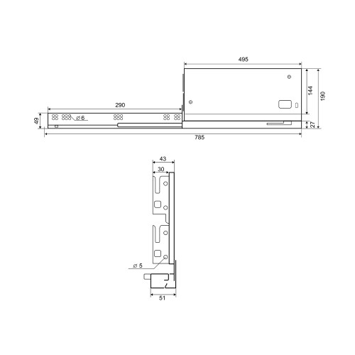 Ящик Samet FLOWBOX H144 PUSH OPEN с доводчиком, 500 Антрацит