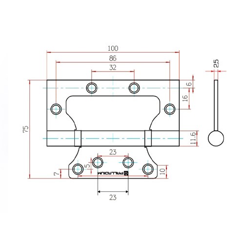 Петля дверная накладная Palladium 2BB-100 (K) PC