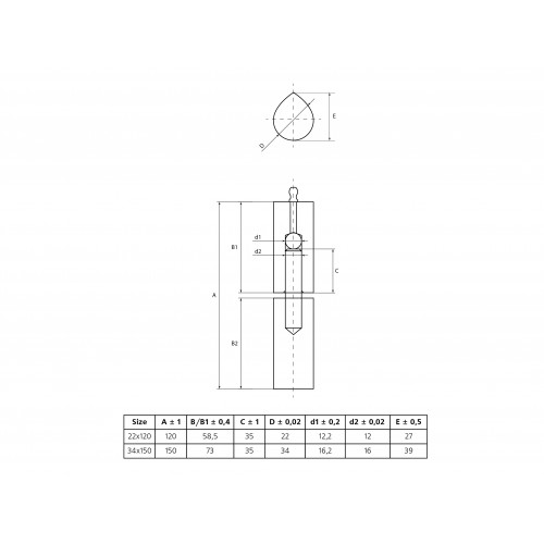 Петля приварная Palladium 22x120 мм