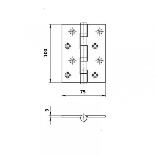 Петля дверная универсальная Palladium N 4BB-100 (3mm) PB