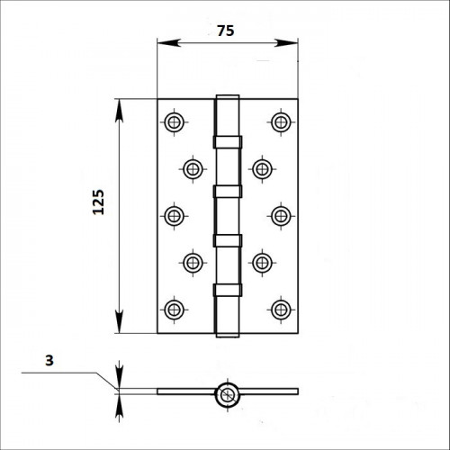 Петля дверная универсальная Palladium N 4BB-125 (3mm) PB