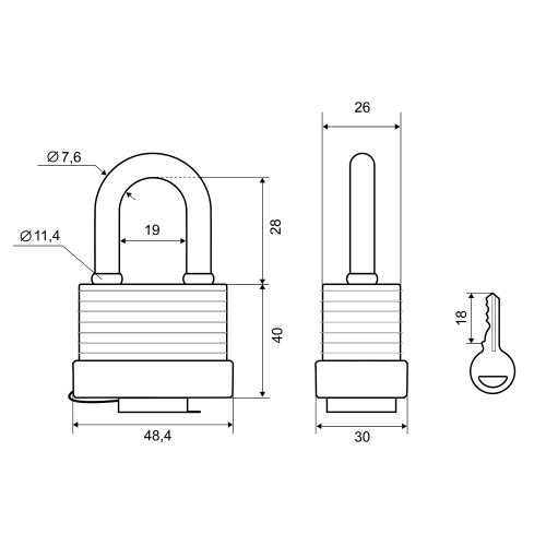 Замок навесной Palladium 905WP-40