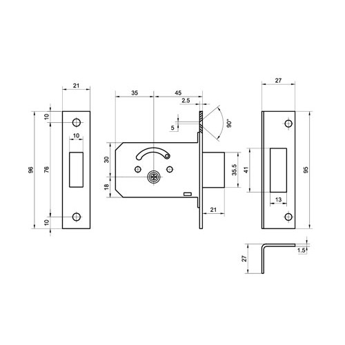 Замок врезной Palladium 0156 F никель