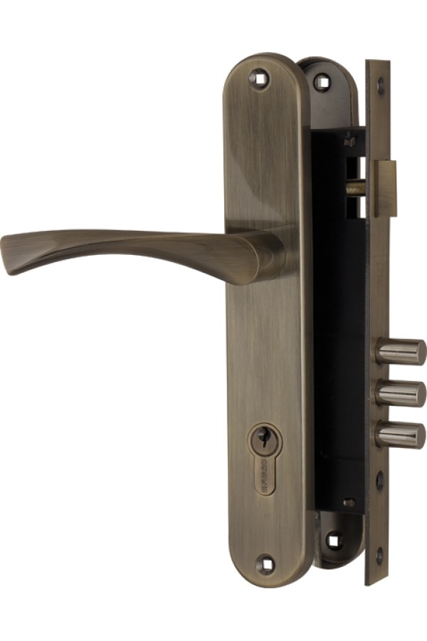 Замок цилиндровый Fuaro (Фуаро) с в комплекте с ручкой LOCKSET.9011 (SET F9011) AB бронза