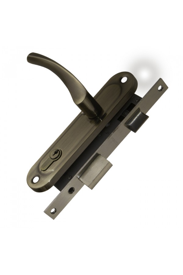 Замок Punto (Пунто) цилиндровый в комплекте с ручкой LOCKSET16.CRONA.4070-1 (KIT P16 4070 CRONA) AB бронза