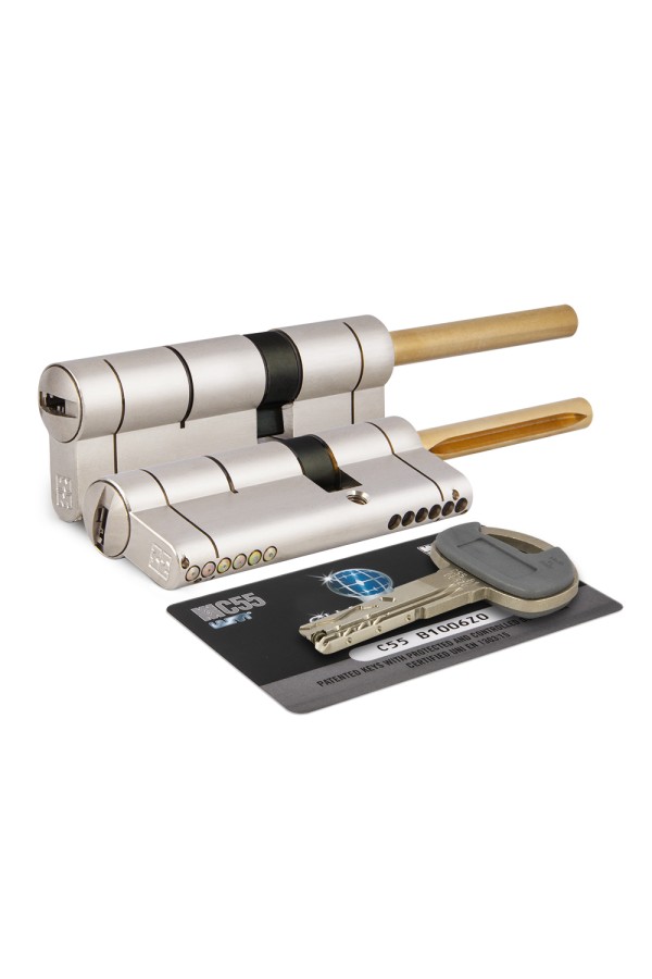 Цилиндровый механизм Mottura (Моттура) под вертушку (дл. шток) C55P613101 (92 мм/56+10+26), МАТ.НИКЕЛЬ