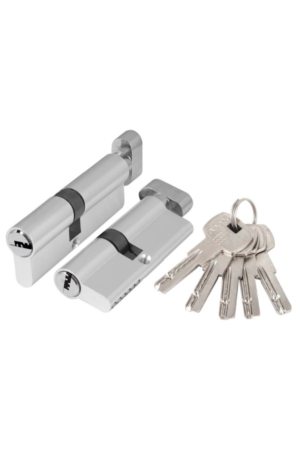 Цилиндровый Ajax (Аякс) механизм (AZ202/100) AZ2002Knob100 (40+10+50) CP хром с вертушкой