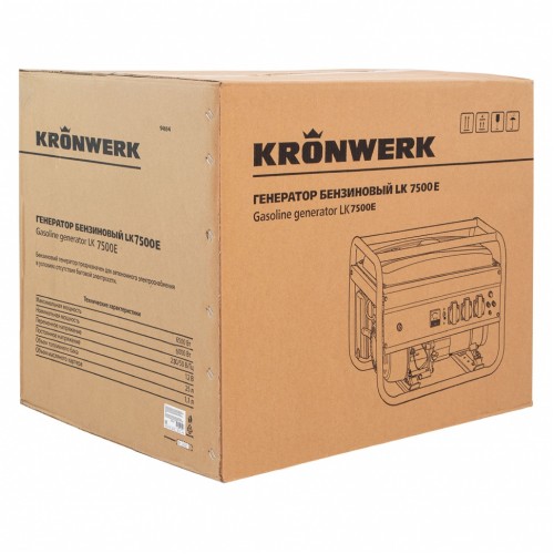 Генератор бензиновый LK 7500E, 6.5 кВт, 230 В, бак 25 л, электростартер Kronwerk