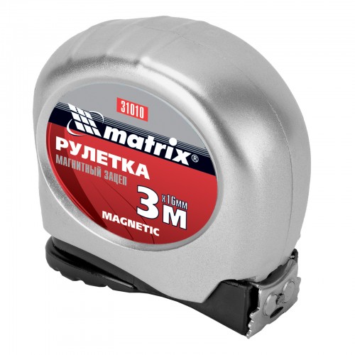 Рулетка Magnetic, 3 м х 16 мм, магнитный зацеп Matrix