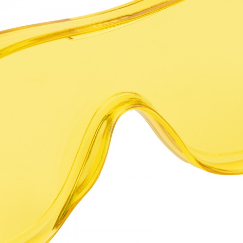 Очки защитные открытые, поликарбонатные, увеличенная желтая линза, регулируемые дужки Denzel