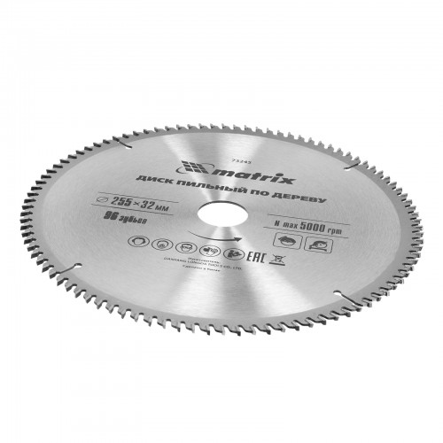 Пильный диск по дереву, 255 х 32 мм, 96 зубьев, кольцо 30/32 Matrix Professional