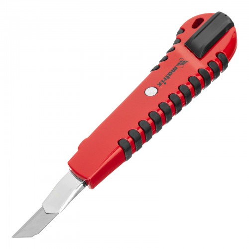 Нож, 9 мм, выдвижное лезвие, металлическая направляющая, эргономичная двухкомпонентная рукоятка Matr