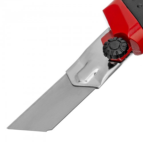 Нож, 25 мм, выдвижное лезвие, усиленная металлическая направляющая, металлическая обрезиненная рукоя