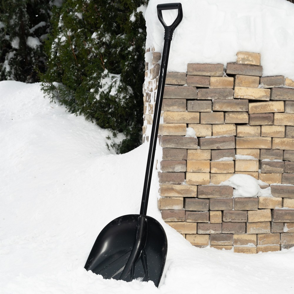 Лопата для уборки снега пластиковая, 385х410х1350 мм, алюминиевый черенок Palisad