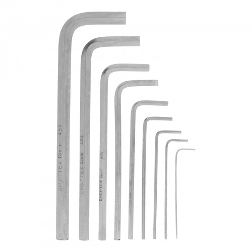 Набор ключей имбусовых HEX, 1.5-10 мм, 45x, закаленные, 9 шт, удлиненные, никель Сибртех
