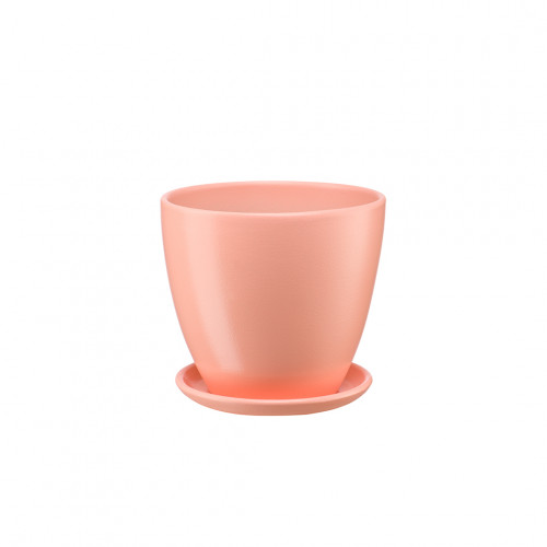Керамический горшок "Бутон" с подставкой, 1,4л., Д135 Ш135 В130, персико-розовый