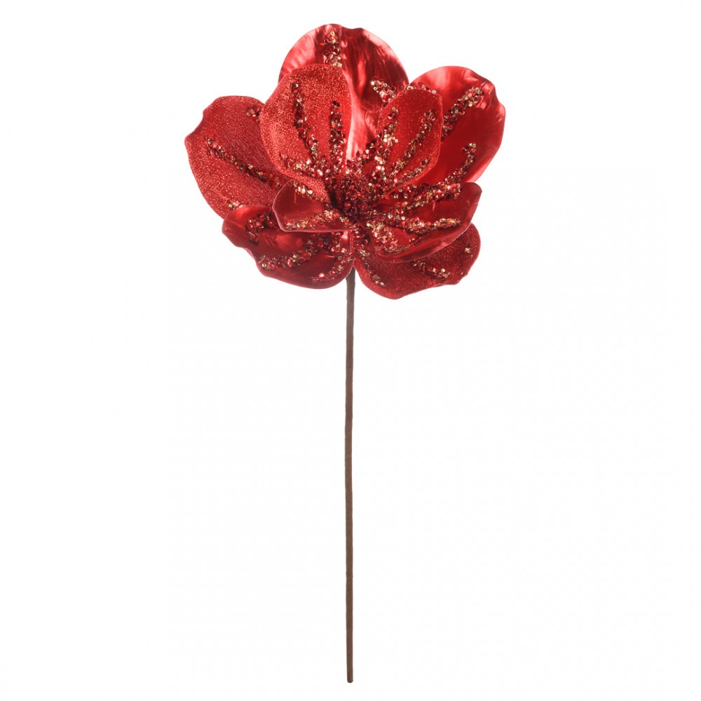 Искусственный цветок "Красная бархатная роза", В 530 мм