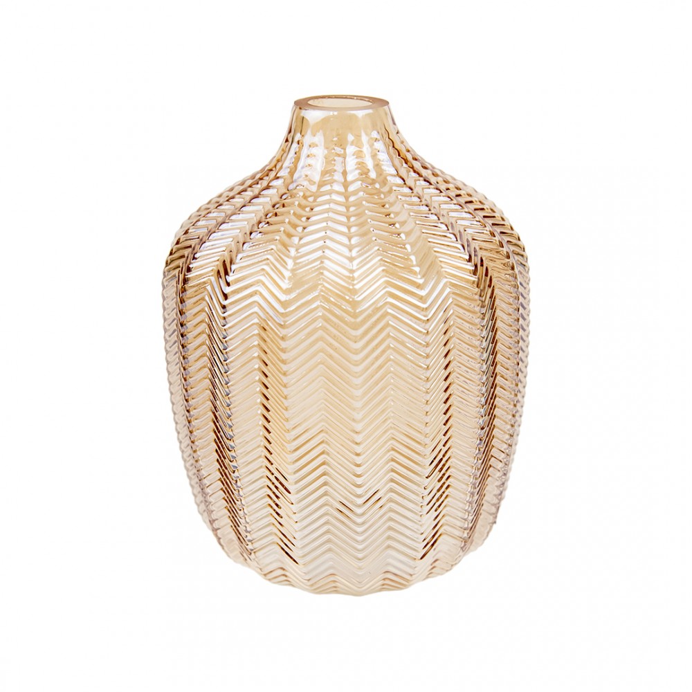 Декоративная стеклянная ваза, Д140 Ш140 В190, бежевый